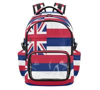 GuoChe Sac à dos transparent très résistant pour l'école, l'université, les voyages, âge 7-18 ans, Drapeau de l'État d'Hawaï, One Size, Sacs à dos d'écolier pour enfants