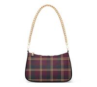 GuoChe Sac à main tendance en cuir à motif écossais bordeaux et jaune de Noël pour femme