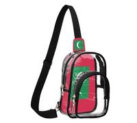 GuoChe Sac banane en PVC transparent durable, taille compacte, sangle réglable, plusieurs poches de rangement sur le devant, Drapeau national des Maldives, Taille unique