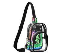 GuoChe Sac banane en PVC transparent durable, taille compacte, sangle réglable, plusieurs poches intérieures, pochette de rangement de sécurité, Imprimé extraterrestre et fantaisie créature