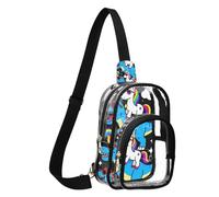GuoChe Sac banane en PVC transparent durable, taille compacte, sangle réglable, plusieurs poches intérieures, pochette de rangement de sécurité, Fantasy Creature Riding T Rex, One Size