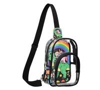 GuoChe Sac banane en PVC transparent durable, taille compacte, sangle réglable, plusieurs poches intérieures, pochette de rangement de sécurité, Paresseux et Fantasy Creature Riding Trex Dinosaure