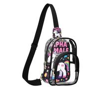 GuoChe Sac banane en PVC transparent durable, taille compacte, sangle réglable, plusieurs poches intérieures, pochette de rangement de sécurité, Alpha mâle, Taille unique