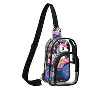 GuoChe Sac banane en PVC transparent durable, taille compacte, sangle réglable, plusieurs poches intérieures, pochette de rangement de sécurité, Créature amusante et mignonne chevauchant des monstres