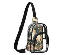 GuoChe Sac banane en PVC transparent durable, taille compacte, sangle réglable, plusieurs poches intérieures, pochette de rangement de sécurité