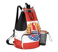 GuoChe Sac de gym à cordon de serrage avec poches, sac à dos à pince, séparation sèche et humide, drapeau de la Polynésie française (variante)