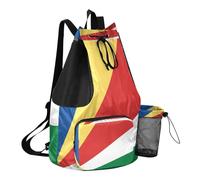 GuoChe Sac de gym avec cordon de serrage et poches - Séparation sèche et humide - Drapeau national des Seychelles