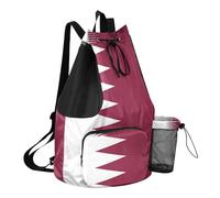 GuoChe Sac de gym avec cordon de serrage et poches - Séparation sèche et humide - Drapeau national du Qatar