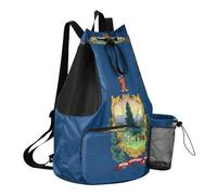 GuoChe Sac de plage avec cordon de serrage, sac de camping avec poche pour bouteille d'eau, sac à dos étanche, Drapeau de l'État du Vermont, One Size, Sacs à dos d'écolier pour enfants