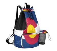 GuoChe Sac de plage avec cordon de serrage, sac de camping avec poche pour bouteille d'eau, sac à dos étanche, Drapeau de l'État du Colorado, One Size, Sacs à dos d'écolier pour enfants