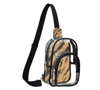 GuoChe Sac de poitrine transparent en PVC durable, taille compacte, sangle réglable, plusieurs poches, pochette de sécurité intérieure visible