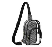 GuoChe Sac de poitrine transparent en PVC durable, taille compacte, sangle réglable, plusieurs poches, pochette de sécurité intérieure visible, Imprimé armure en métal gris foncé, One Size