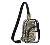 GuoChe Sac de poitrine transparent en PVC durable, taille compacte, sangle réglable, plusieurs poches, pochette de sécurité intérieure visible