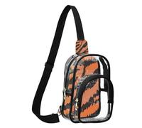 GuoChe Sac de poitrine transparent en PVC durable, taille compacte, sangle réglable, plusieurs poches, pochette de sécurité intérieure visible