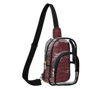 GuoChe Sac de poitrine transparent en PVC durable, taille compacte, sangle réglable, plusieurs poches, pochette de sécurité intérieure visible, Crocodiles rouge foncé imprimé crocodiles lézard