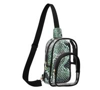GuoChe Sac de poitrine transparent en PVC polyester - Taille compacte - Sangle réglable - Plusieurs poches - Grande poche principale visible