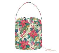 GuoChe Sac de rangement aquarelle de Noël en épicéa poinsettia pour crochet avec trous Sac de voyage pour outils de tricot Organiseur de crochet