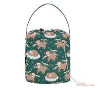 GuoChe Sac de rangement de fil à tricoter avec trous pour travaux manuels Motif paresseux Vert Marron