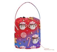 GuoChe Sac de rangement festif en pain d'épices pour sucettes et cacao chaud - Sac de rangement portable pour crochet et artisanat