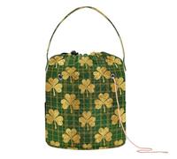 GuoChe Sac de rangement portable pour aiguilles à tricoter, crochet et crochet - Trèfle doré - Vert
