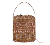 GuoChe Sac de rangement portable pour tricot et crochet avec motif inspiré des pulls de Noël marron
