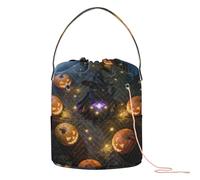 GuoChe Sac de rangement pour crochet avec trous Motif chat sorcière parmi citrouilles