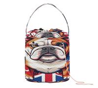 GuoChe Sac de rangement pour fil à crochet avec drapeau du Royaume-Uni - Motif drapeau britannique - Sac fourre-tout portable pour aiguilles à crochet - Accessoire de voyage