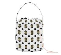 GuoChe Sac de rangement pour fil de Noël avec trous - Motif flocons de neige et pois - Noir et blanc - Doré