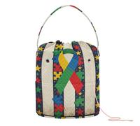 GuoChe Sac de rangement pour fils de sensibilisation à l'autisme pour maman, papa, drapeau des États-Unis, sac de rangement pour crochet et loisirs créatifs