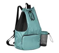 GuoChe Sac de sport avec cordon de serrage avec porte-bouteille d'eau Sac de natation étanche Cadet Bleu Vert