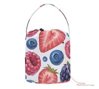 GuoChe Sac fourre-tout à motif aquarelle de baies pour crochet et fournitures de crochet avec trous Sac de rangement pour pelotes de fil à tricoter