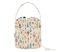 GuoChe Sac fourre-tout coloré avec ampoules de Noël - Sac à tricoter, sac de rangement portable pour outils de crochet, accessoires de crochet