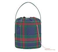 GuoChe Sac fourre-tout de Noël à carreaux bleu marine, vert et rouge, sac de projet de crochet, sac de loisirs créatifs portable pour organiseurs de crochet