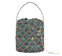 GuoChe Sac fourre-tout de Noël à carreaux verts - Sac fourre-tout au crochet - Sac de voyage portable pour ranger les boules de fil et les accessoires de crochet