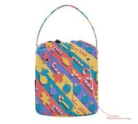 GuoChe Sac fourre-tout plat à motif de bonbons pour carnaval, Noël, sac fourre-tout à tricoter, sac fourre-tout avec trous pour porte-aiguille