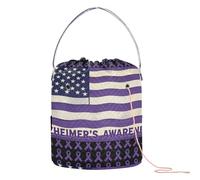 GuoChe Sac fourre-tout pour crochet avec trous - Ruban violet - Sensibilisation à la maladie d'Alzheimer - Drapeau des États-Unis