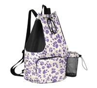 GuoChe Sacs à cordon de serrage avec porte-bouteille d'eau - Séparation sèche et humide, Style imprimé panthère moyenne, One Size, Sacs à dos d'écolier pour enfants