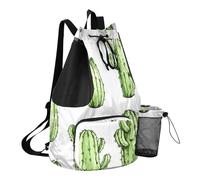 GuoChe Sacs à cordon de serrage pour homme avec poche pour bouteille d'eau - Étanche, Cactus vert mignon, One Size, Sacs à dos d'écolier pour enfants