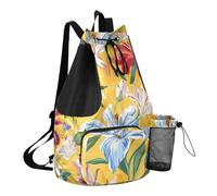 GuoChe Sacs à cordon de serrage pour homme avec poche pour bouteille d'eau - Étanche, Fleurs Lys Jaune, One Size, Sacs à dos d'écolier pour enfants