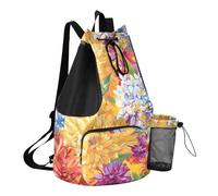 GuoChe Sacs à cordon de serrage pour homme avec poche pour bouteille d'eau - Étanche, Grappe de fleurs, One Size, Sacs à dos d'écolier pour enfants