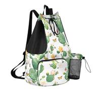 GuoChe Sacs à cordon de serrage pour homme avec poche pour bouteille d'eau - Étanche, Papillons cactus verts, One Size, Sacs à dos d'écolier pour enfants