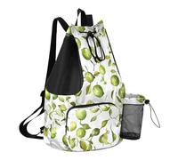 GuoChe Sacs à cordon de serrage pour homme avec poche pour bouteille d'eau - Étanche, Vert citron vert et blanc, One Size, Sacs à dos d'écolier pour enfants