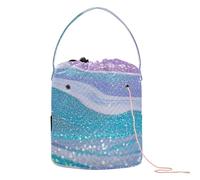 GuoChe Sacs à crochet imitation marbre à paillettes couleur arc-en-ciel avec fil avec trous pour outils de tricot, organiseurs de crochet