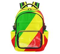 GuoChe Sacs à dos transparents pour enfants, sac à dos pour adolescentes, 7-18 ans, Drapeau national de la République du Congo, One Size, Sacs à dos d'écolier pour enfants