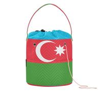 GuoChe Sacs de rangement avec trous - Drapeau national de l'Azerbaïdjan - Sacs de rangement pour outils de crochet et tricot