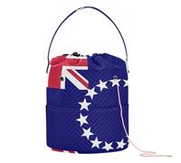 GuoChe Sacs de rangement pour fil de crochet avec trous pour outils de crochet, fournitures de tricot, Drapeau des îles Cook, 11 Inch x 8.3 Inch x 8.3 Inch, Classique.