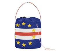 GuoChe Sacs de rangement pour fil de crochet avec trous pour outils de crochet, fournitures de tricot, Drapeau national du Cap-Vert, 11 Inch x 8.3 Inch x 8.3 Inch, Classique.
