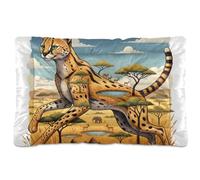 GuoChe Serval African Grassland Collage Panier lavable doux antidérapant pour chiens de taille moyenne/grande 91,4 x 61 cm