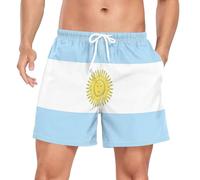 GuoChe Short de bain pour homme 2 couches d'entraînement avec poche pour téléphone et planche à séchage rapide Motif drapeau de l'Argentine