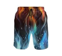 GuoChe Short de bain pour homme motif flamme à séchage rapide avec maille, Motif flamme, Small